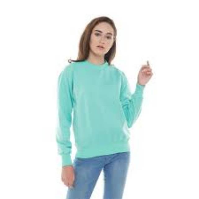 SWEATER_ID Basic Sweater Crewneck Hijau Tosca Polos Unisex