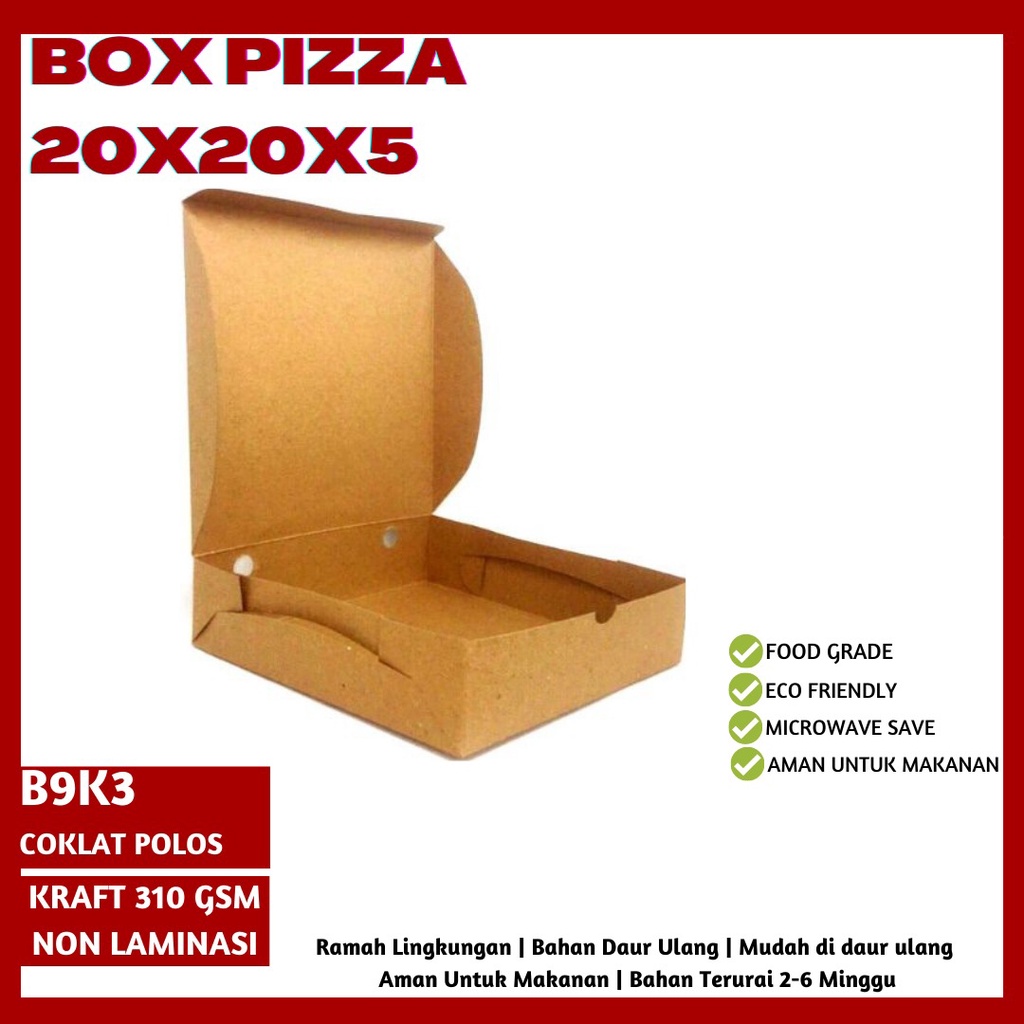 Box Pizza 20x20 Dus Pizza 20x20 (B9K3-Non Laminasi)