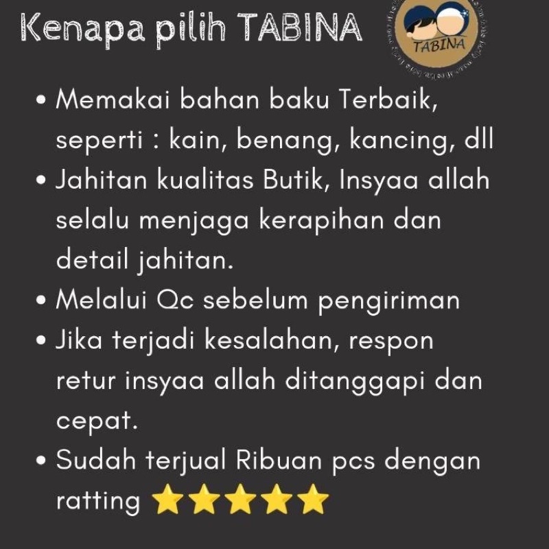 Kemeja Couple Ayah dan Anak Lengan Panjang Tabina Seri Ustman usia 1 tahun hingga Dewasa XXL Lingkar 124