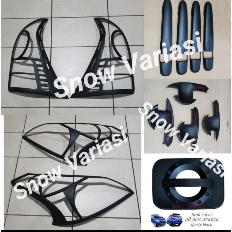 Paket garnish+outer handle+tank cover All new Avanza 2012 hitam doff