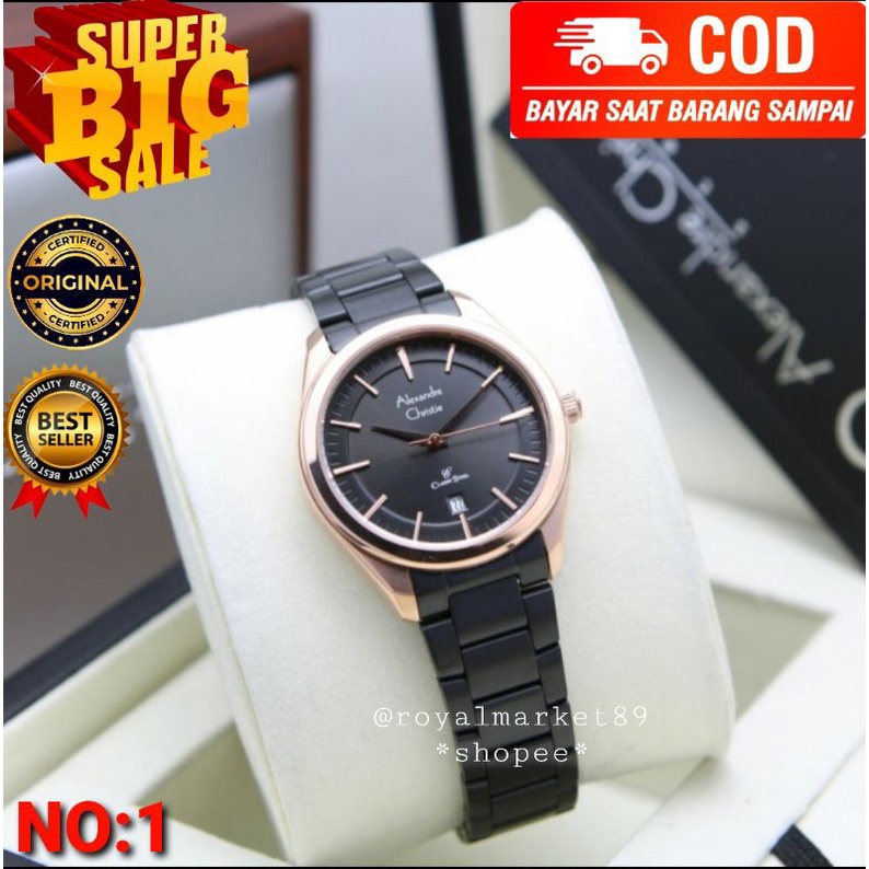 [WARNA LAIN GESER FOTONYA] ORI JAM TANGAN WANITA ALEXANDRE CHRISTIE MURAH RANTAI STAINLESS STEEL ARL