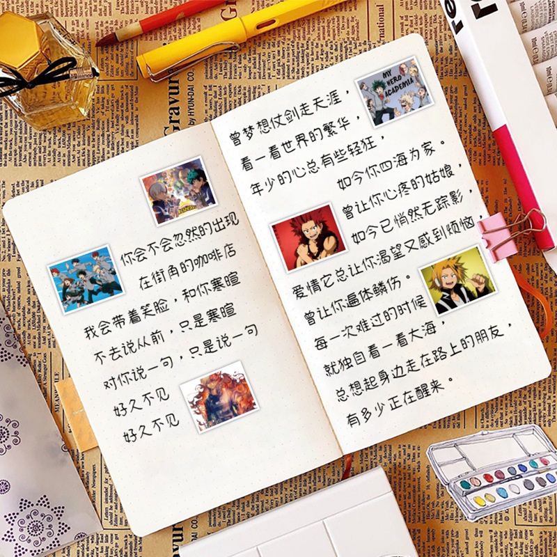 52 buah My Hero Academia stiker Riman kartun bagasi Jurnal bahan Cangkir air tangan Buku stiker keci