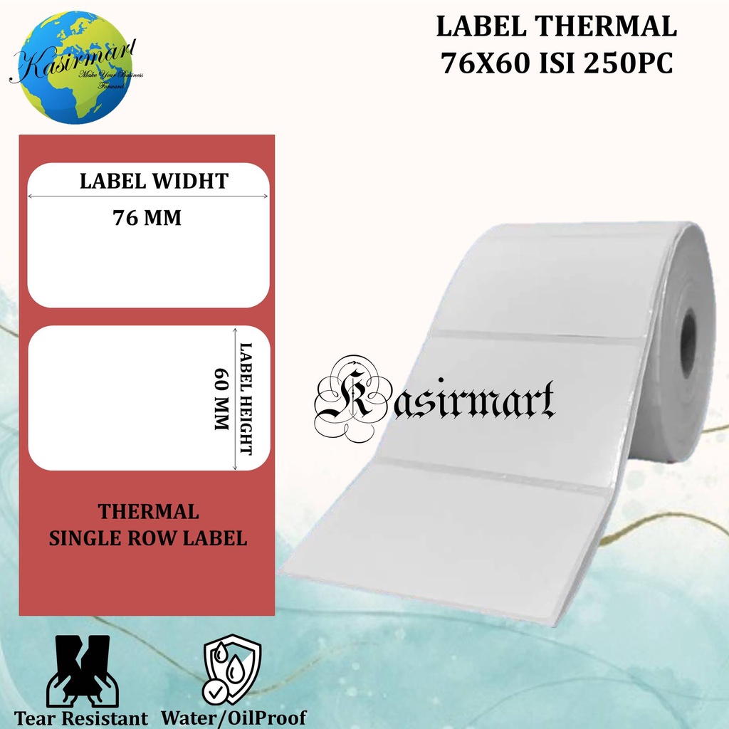 Label Thermal 76x60 Stiker Resi Pengiriman Printer Label Thermal Bluetooth 80x50 Stiker Thermal 76x50