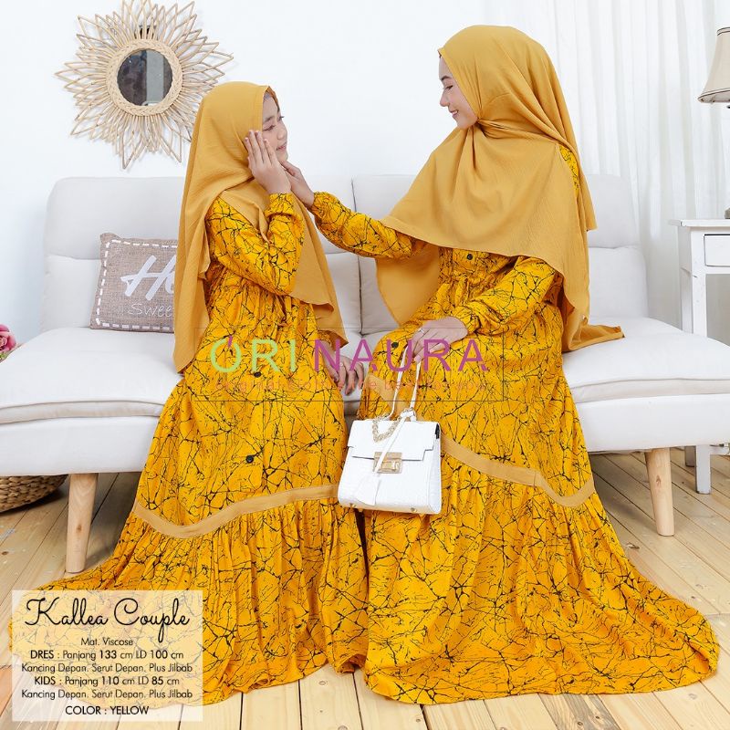 Kallea Gamis Dress Set Syari Plus Hijab Couple Sarimbit Kembaran Ibu dan Anak