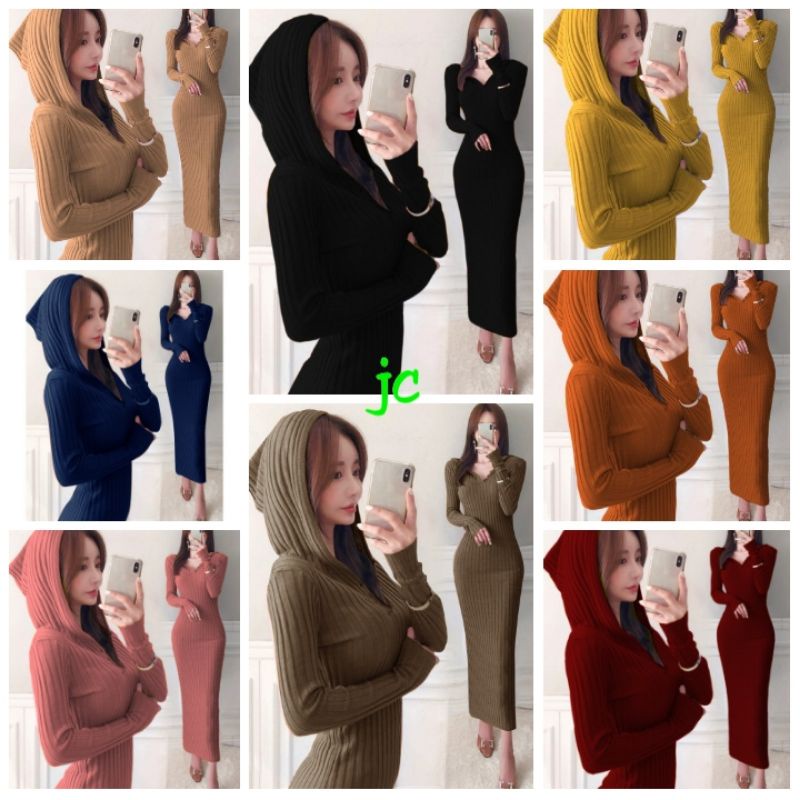 JCZR- Dress Venus hodie knit / Dress Hoodie Rajut / Dress Rajut Murah