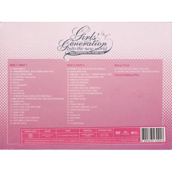 Girls Generation - Into The New World Te 1st Asia Tour 2DVD+Photobook
