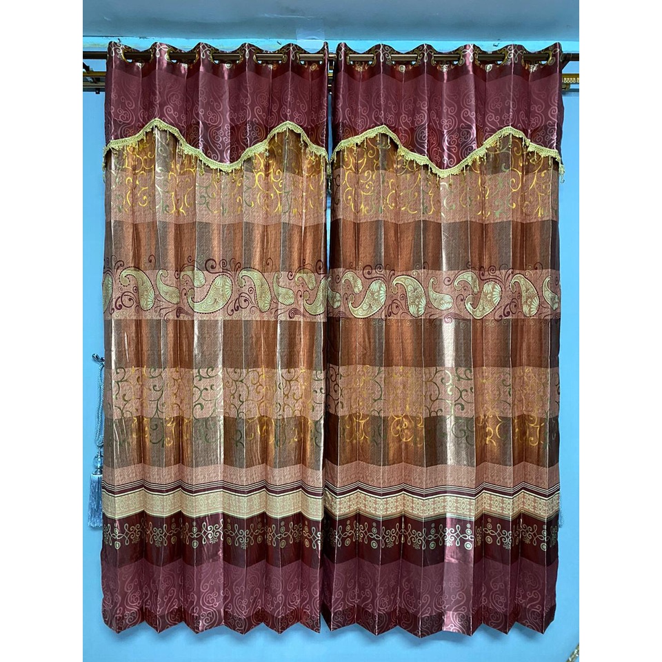 Promo gorden MEWAH blackout bahan tebal dengan Poni Renda Cantik coklat - KENZO PJB COKLAT