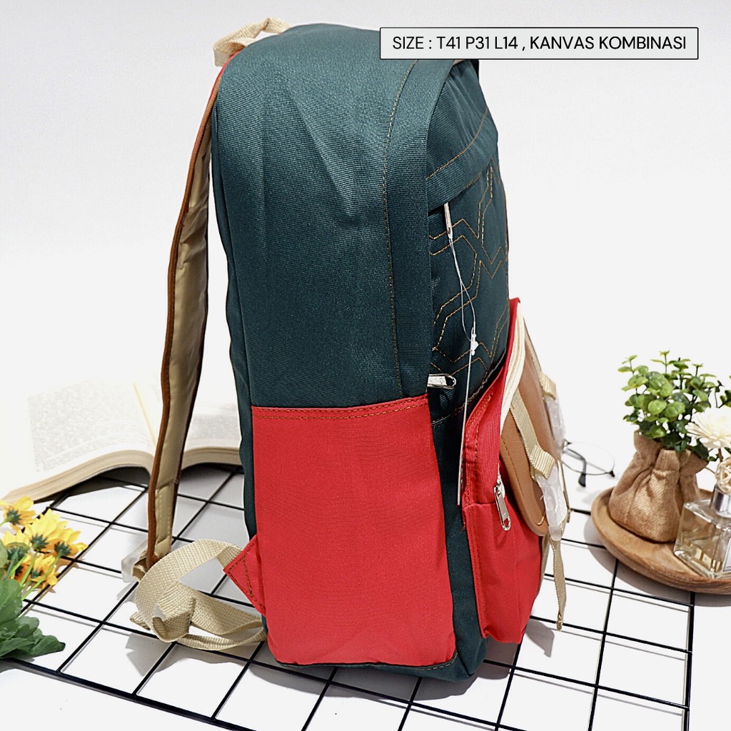 Tas Ransel Pria Bahan Kanvas Kapasitas Besar Multifungsi untuk Hiking / Travel / Outdoor / Sekolah