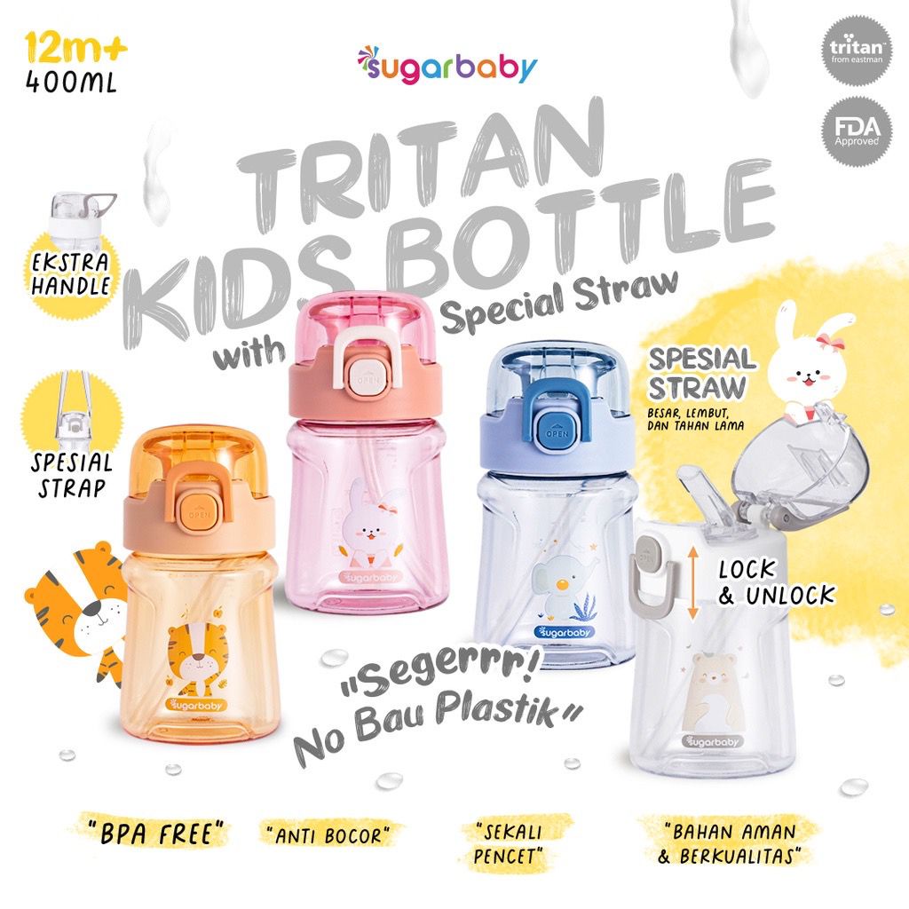 Sugar Baby TRITAN Kid Bottle (400 ml,12 mo+) AUDREY BABY SHOP / Botol minum kids