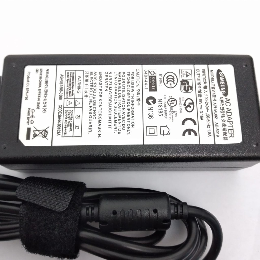 ORIGINAL Charger Laptop Samsung 19V 3.16A  RV413 RV415 RV509 RV510 RV511 RV515) 5.5 × 3.0mm