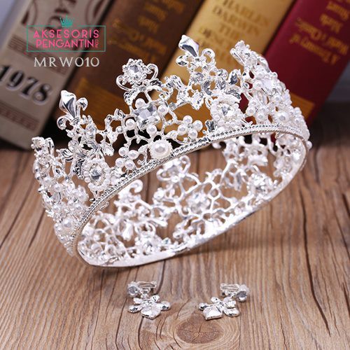 [SIAP KIRIM] WEDDING CROWN AKSESORIS PENGANTIN MAHKOTA PESTA FULL ROUND MRW010