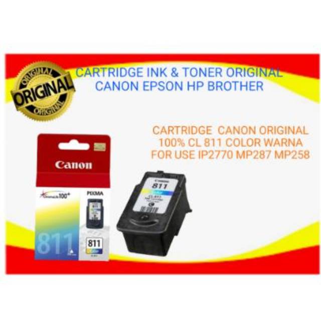 CARTRIDGE CANON ORIGINAL 100% CL 811 CL811 COLOR WARNA FOR USE IP2770 MP287 MP258 DSB