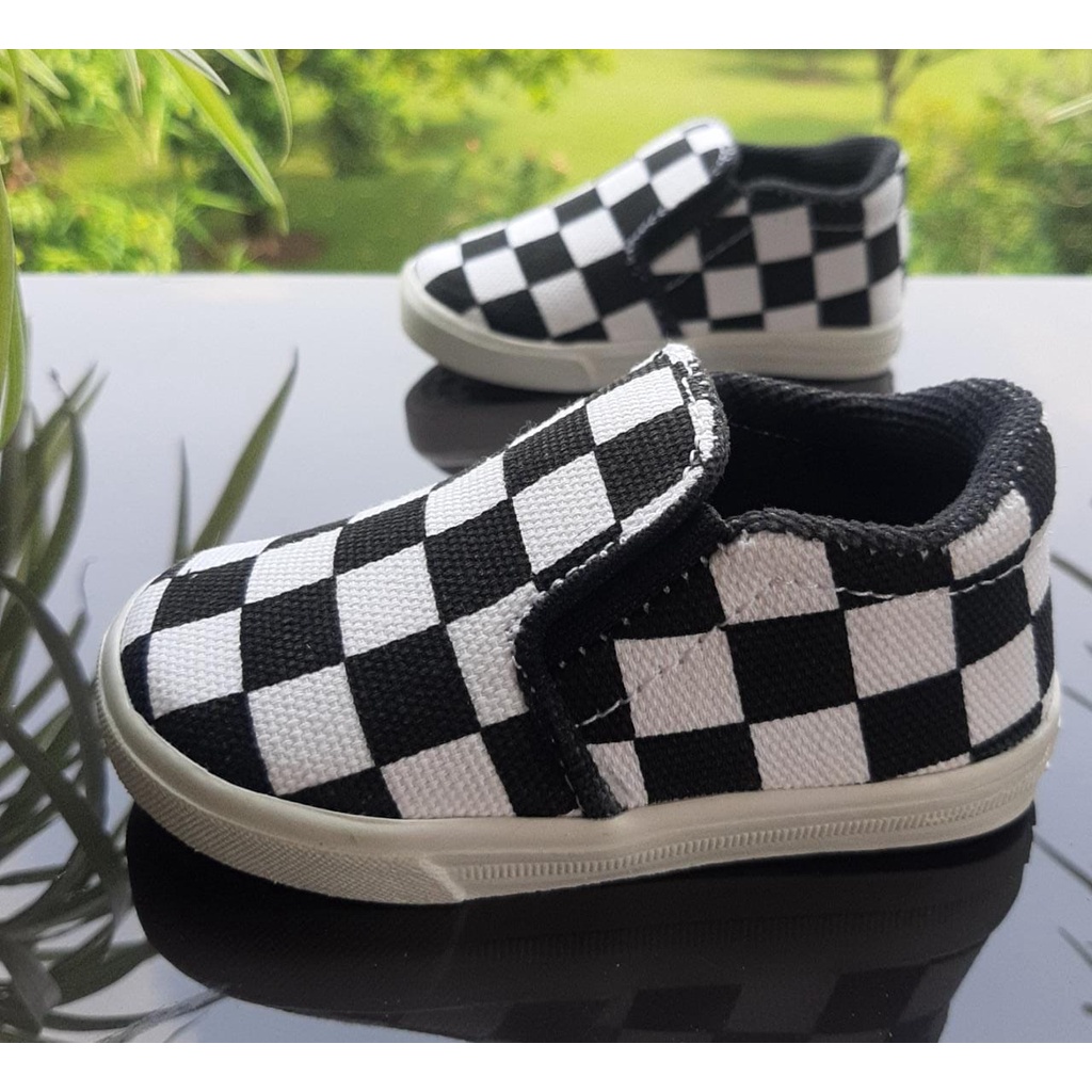 VINANDOZ SOL05 Sepatu Slip On Anak Motif Catur Umur 1 2 3 thn - Kanvas