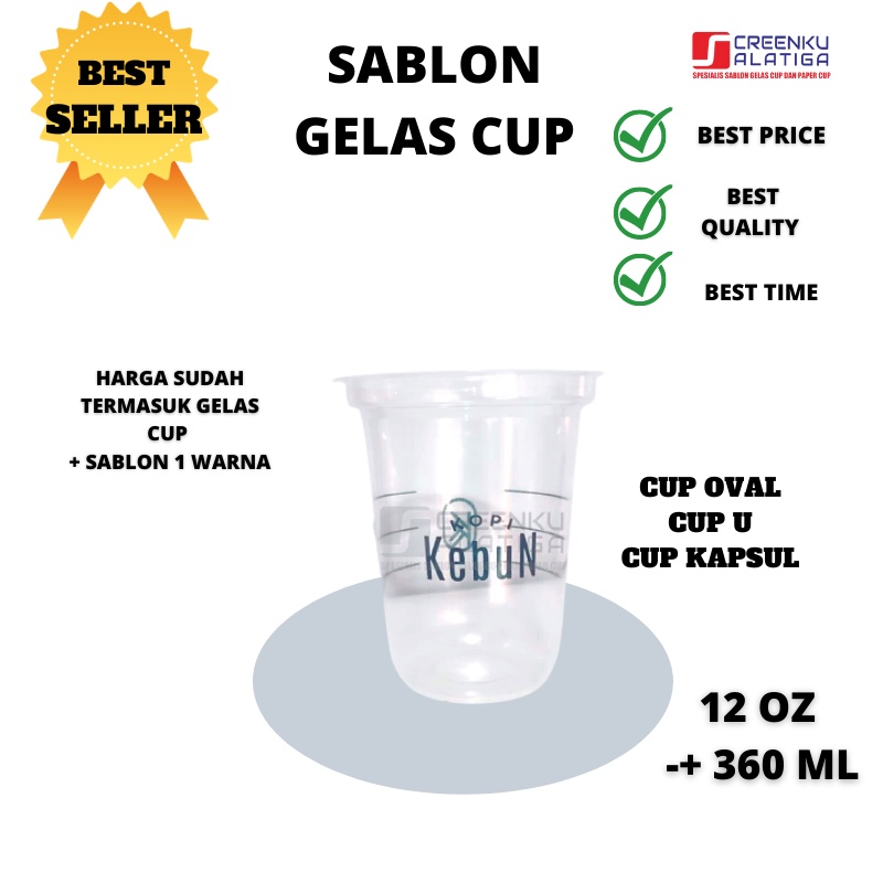 Sablon Gelas Cup Plastik 12 Oz Oval Cup U Starindo PP Sablon