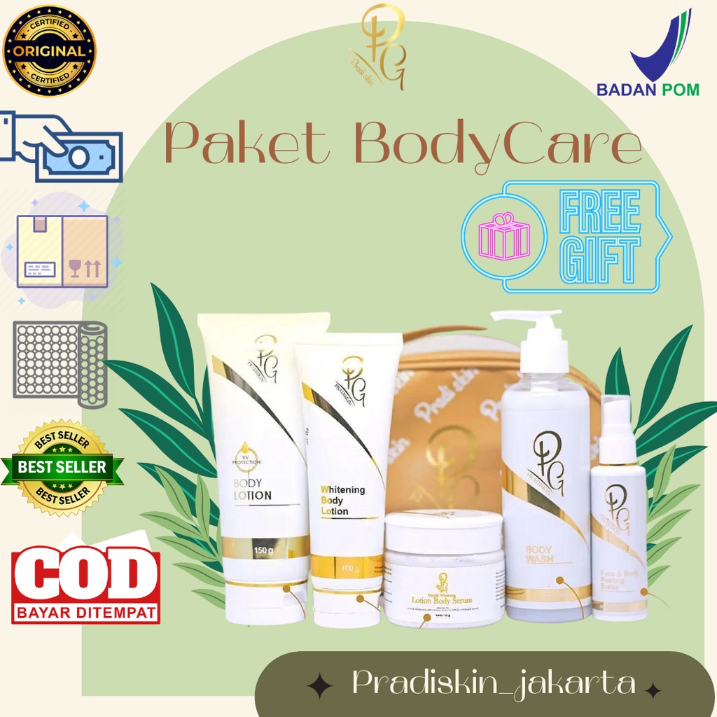 PAKET BODYCARE 5in1 Pradiskin Glow Premium Whitening memutihkan badan