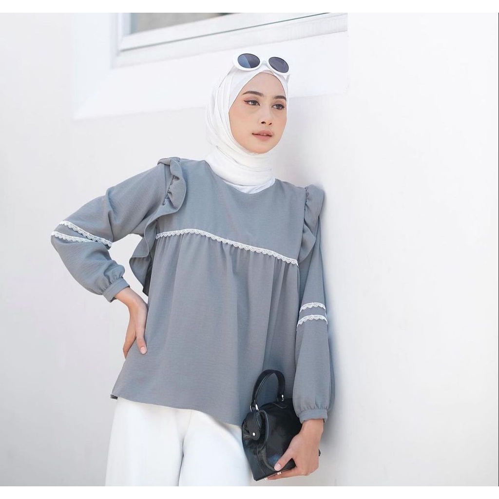 1KG MUAT 5PCS | NADIA RUFFLE BLOUSE RAYON RENDA PREMIUM HITS OOTD SELEBGRAM FASHION GROSIR MURAH WANITA