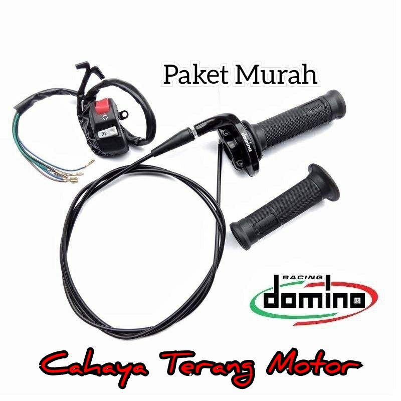 Gas Spontan Domino Polos Kabel 190cm + Handgrip + Saklar Kanan Model KTC Universal, Klx,Crf,Mio,Beat