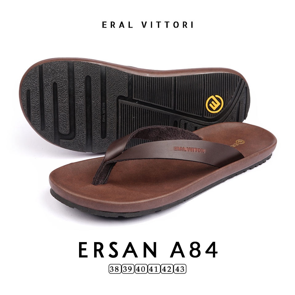 Eral Vittori - Ersan A84 Sandal Pria Kulit Harian Santai Coklat