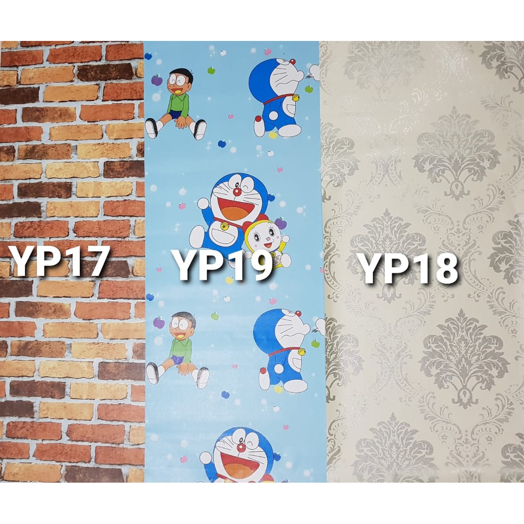 Wallpaper Dinding Stiker motif variasi banyak.Murah Size 45cm x 10M Premium Quality import punya ya.