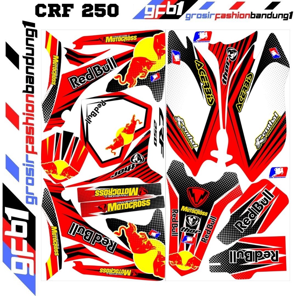 Decal Stiker Motor cross Trail Adventure CRF 250cc Variasi Dunlop Pro Racing