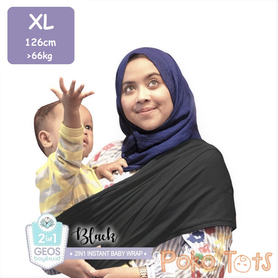 Bayiku Upgrade EXTRA LARGE (XL)  Geos 2in1 With Sashbelt Instant Baby Wrap Sash Belt Gendongan Bayi WHS