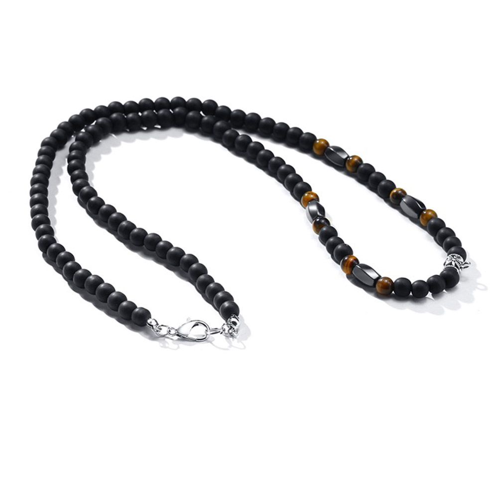 Chookey Kalung Manik Batu Hematite Reiki Vulkanik Gaya Etnik Handmade Untuk Pria Balance