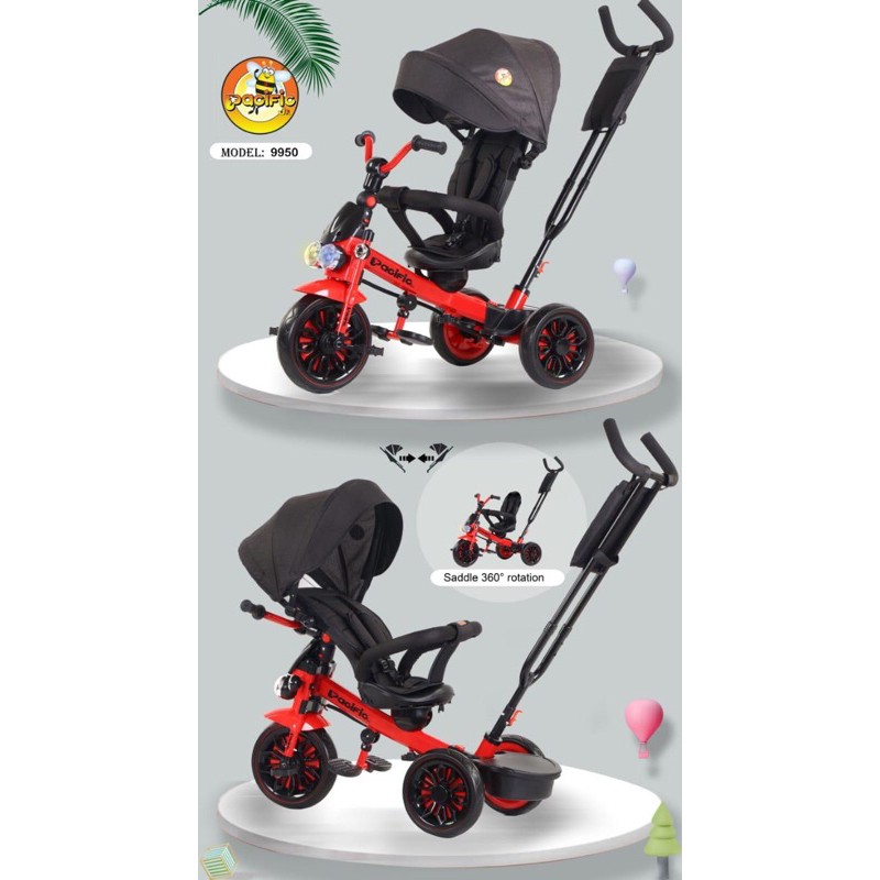 Sepeda roda tiga anak pacific 9950 music kursi putar 3 posisi sebagian