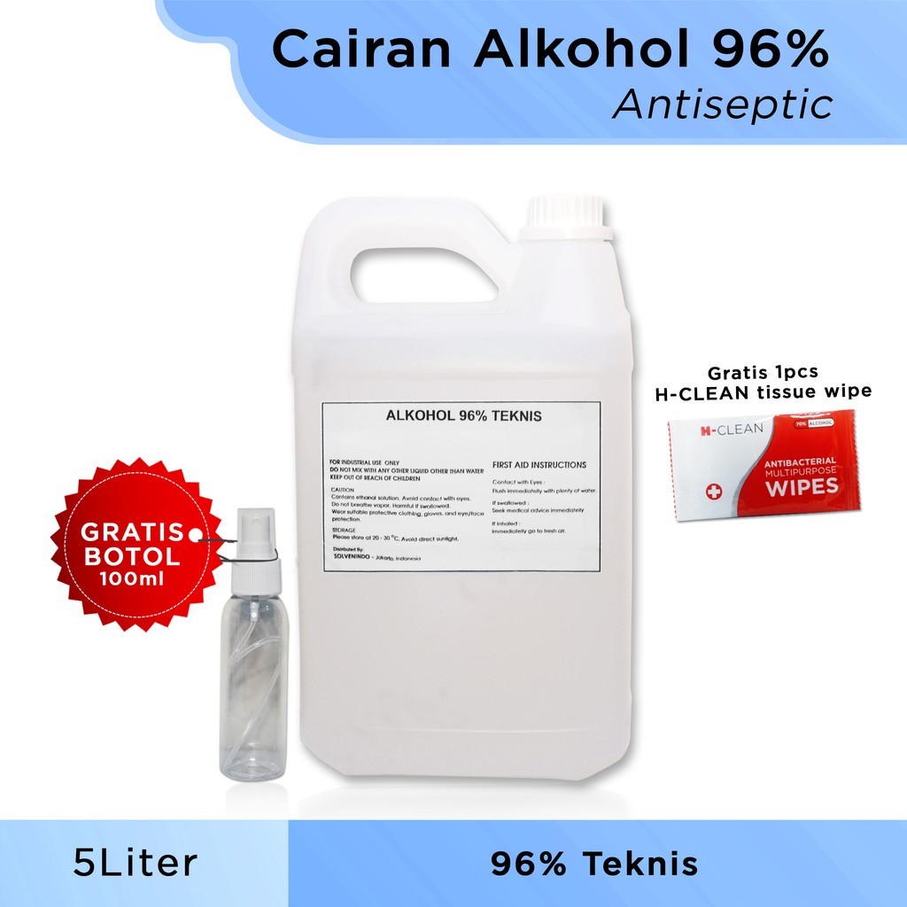 Cairan alkohol 96% brataco bersih 5L Antiseptik Disinfektan