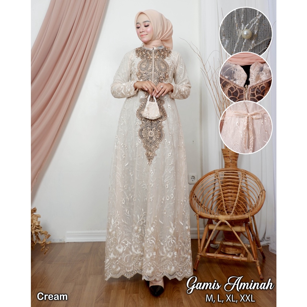 Gamis aminah terbaru rekomendasi gamis tulle aminah gamis pesta gamis kondangan/gamis terbaru/gamis murah /gamis premium/gamis terlaris /gamis 2022 /kebayashopp /warna Maron silfer navy lavender cream mocca pink gamis 2023