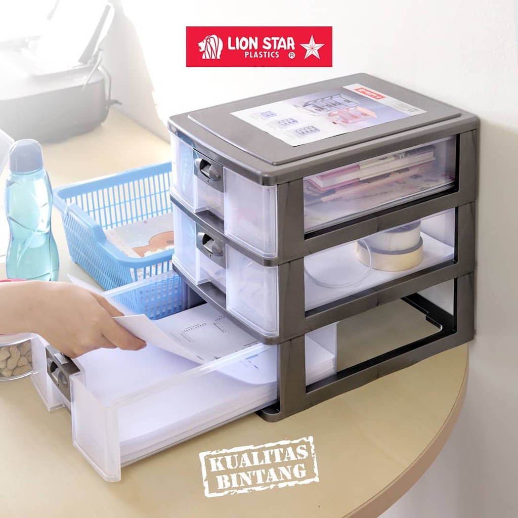 Pressa Container PR-33 Rak 3 Susun Tempat Kertas A4 3 Stacks Lion Star Laci Meja Tempat Alat Tulis