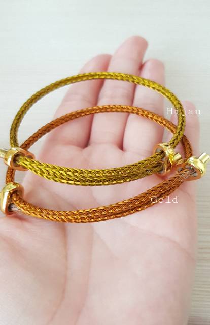 Gelang tali kawat model serut waterproof untuk charm liontin mainan pandora atau emas bahan titanium