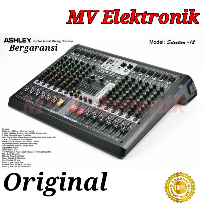 Mixer Ashley Selection 12 Original 256 dsp digital FX Bluetooth USB Equalizer graphic