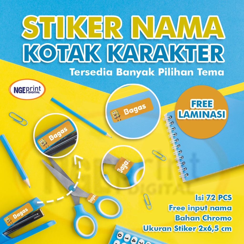 

[FREE LAMINASI] Stiker Nama / Label Nama Waterproof / Stiker Nama Custom Waterproof / Stiker Nama anak / Stiker Nama Buku / Stiker Nama Kotak Karakter Suka Suka