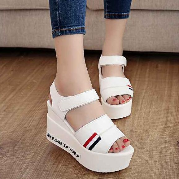Sepatu Wedges tinggi SKL131 holand Putih Sepatu wanita wedges murah TERLAKU