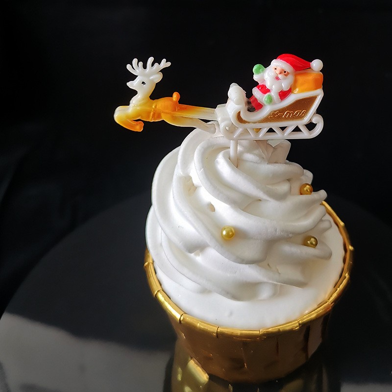 CTSR cake topper santa kereta rusa dekorasi hiasan kue natal tusuk