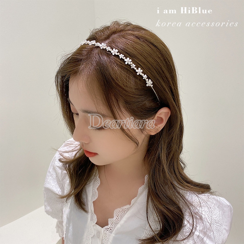 Headband Bentuk Bunga Aksen Kristal Untuk Aksesoris Rambut Wanita