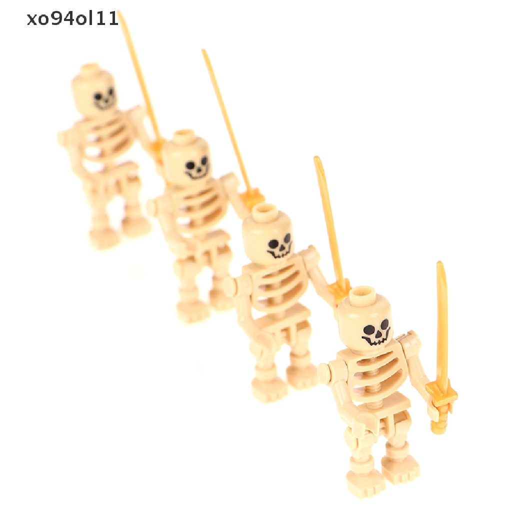 Xo 4pcs / Set Mainan Balok Susun Model Lego Bentuk Kerangka Bajak Laut Lengan Lurus / Putar Untuk Anak