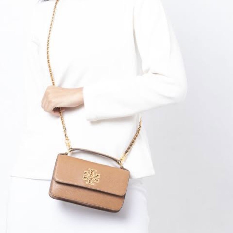 tory burch TB mini britten top handle bark