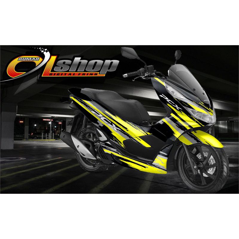 Sticker Decal PCX Motif Abstrak stabilo hitam Variasi full body