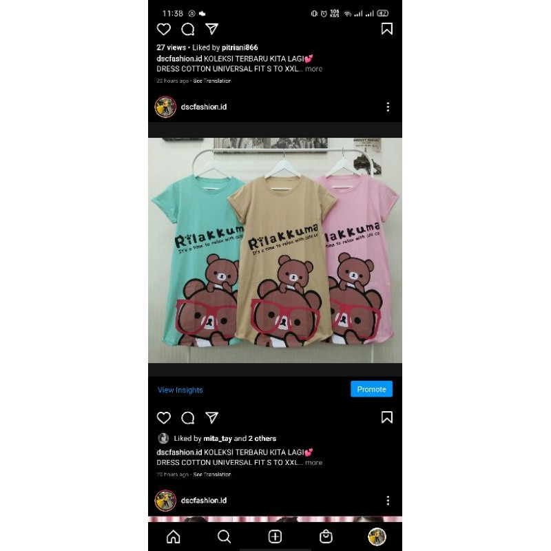 DRESS RILAKKUMA DRESS KARTUN LUCU JUMBO DRESS IBU HAMIL DRESS JUMBO KAOS DRESS COTTON COMBAD 30S