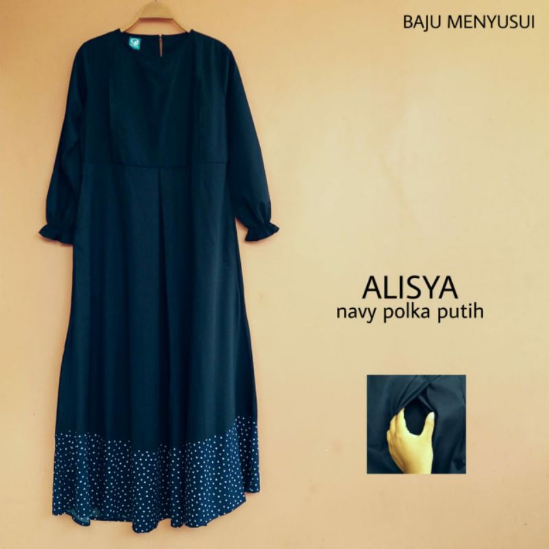 MAMIGAYA  Baju Menyusui  ALISYA Gamis  Hamil Menyusui Dress Maxi Hijab