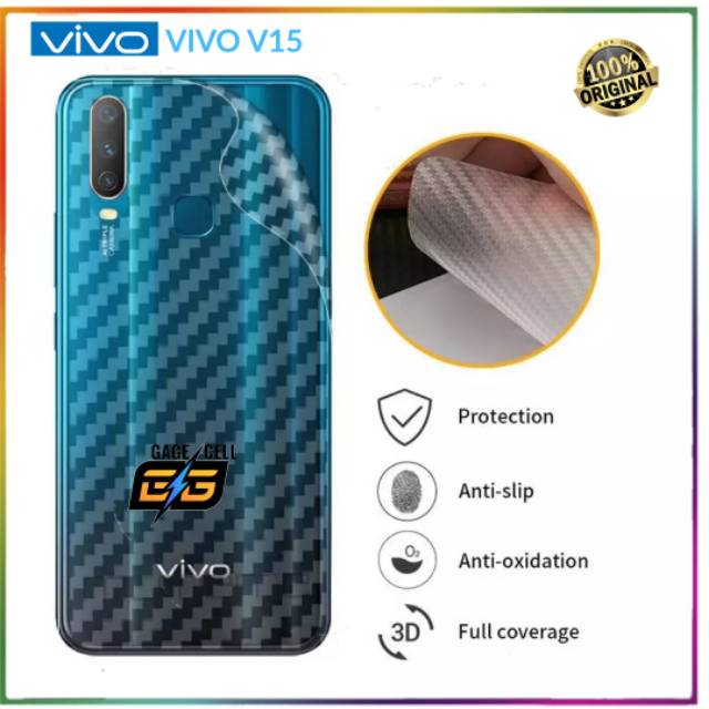 Stiker Skin Carbon Vivo V15-Sticker Belakang  Carbon Stiker karbon Vivo V15 High Quality