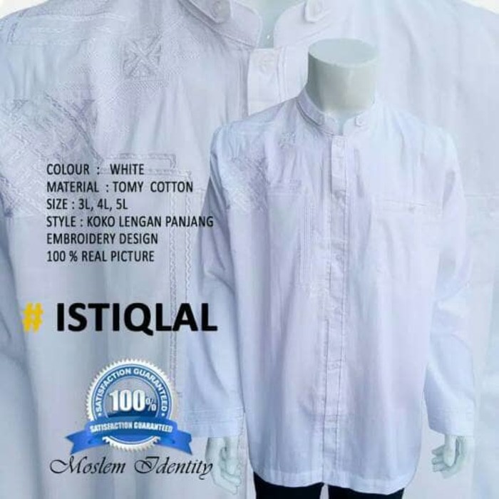 Baju Koko Putih , Baju Koko Bordir, Koko Lengan Panjang Jumbo Istiqlal