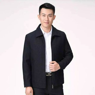 Jaket Hitam Pria Jas Kantor Semi Formal dengan Kerah