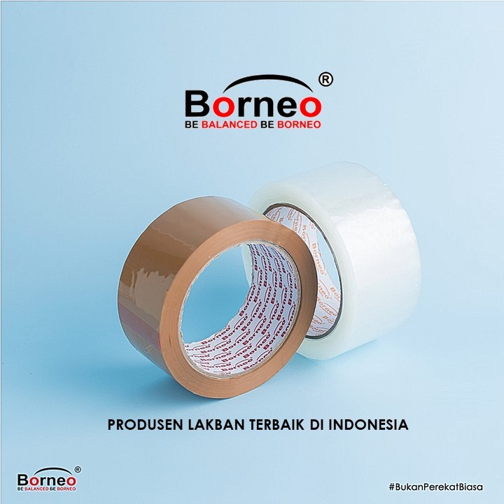 Borneo OPP Lakban Bening / Coklat 48 mm x 90 Yard