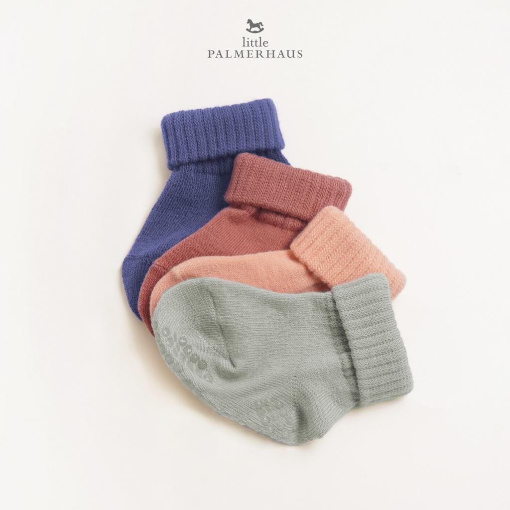 [TOMS] LITTLE PALMERHAUS (1psg) FOLDED CUFF SOCKS with Anti Slip - kaos kaki bayi baby anak (0-2Thn)