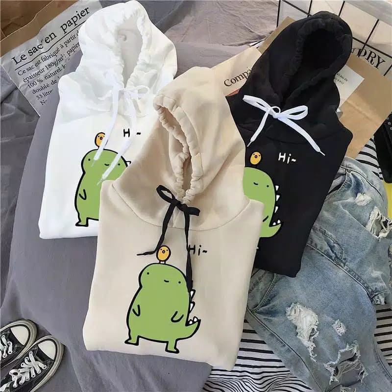 Cute Little Monster SWEATER HOODIE - SWEATER WANITA FLEECE ASLI