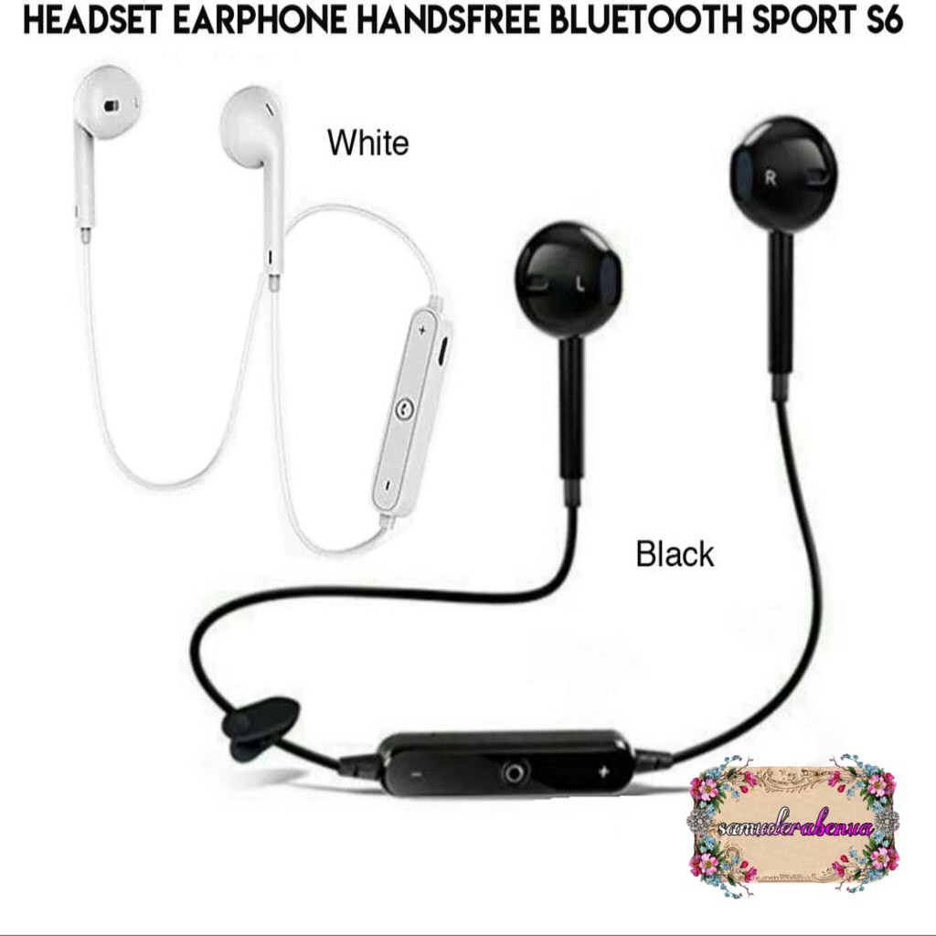 S6 Headset Headsfree Hf Bluetooh Tali Sport Super Bass Wireless Earphone SB1543