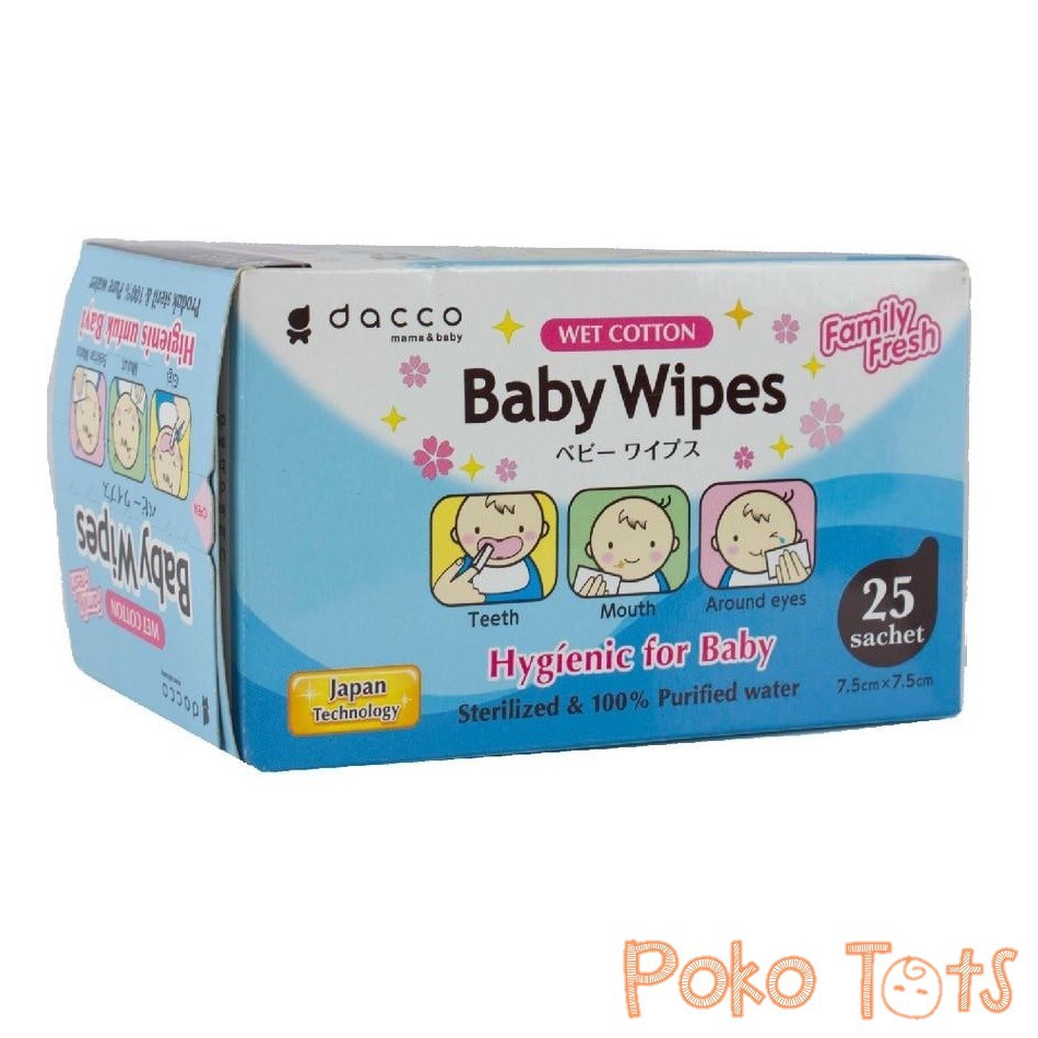 Dacco Baby Wipes Wet Cotton 25s Tissue Basah Bayi 25 sheet