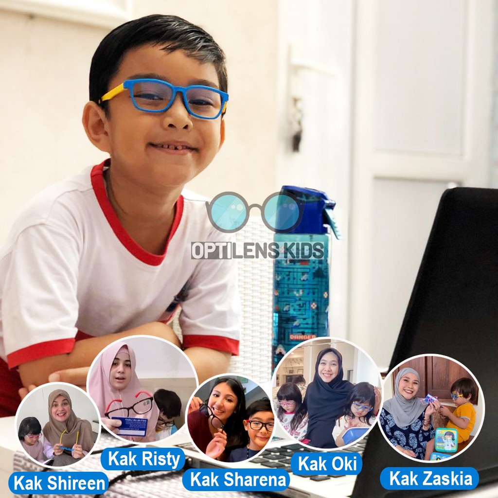 Optilens - Kalea Series Kacamata Anak Anti Radiasi Hp Komputer Antiradiasi Elastis - Full Black-6